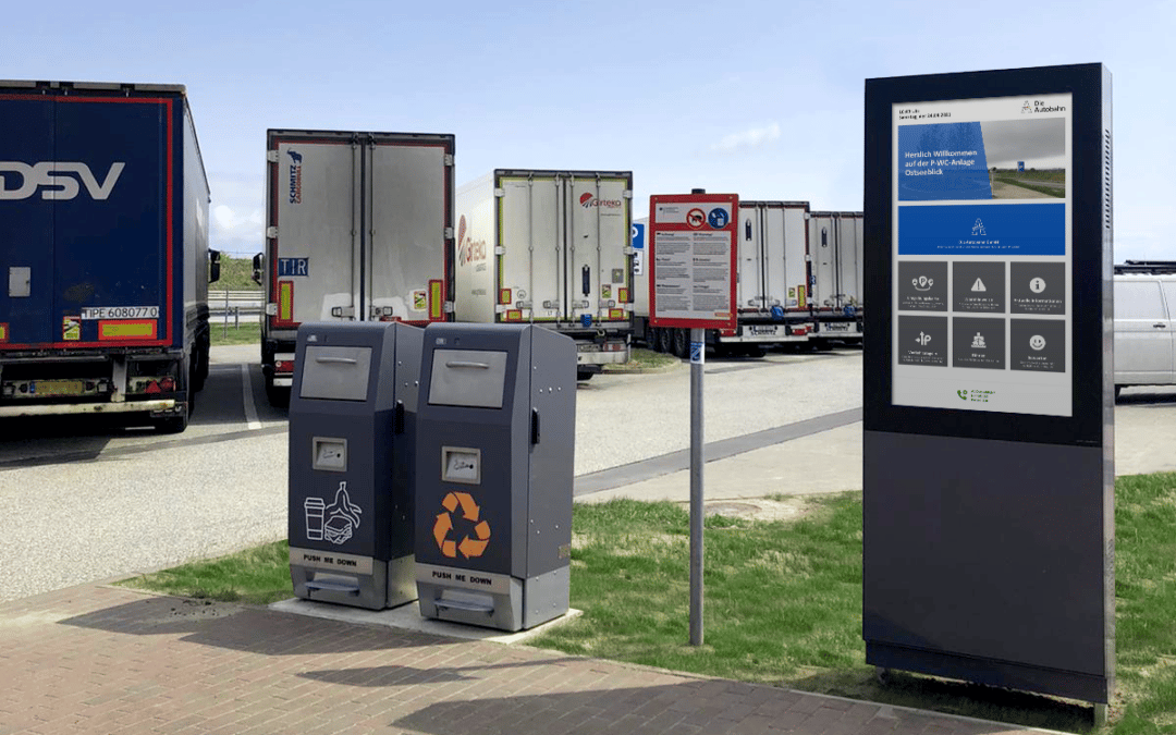 Digital signage at motorway rest areas